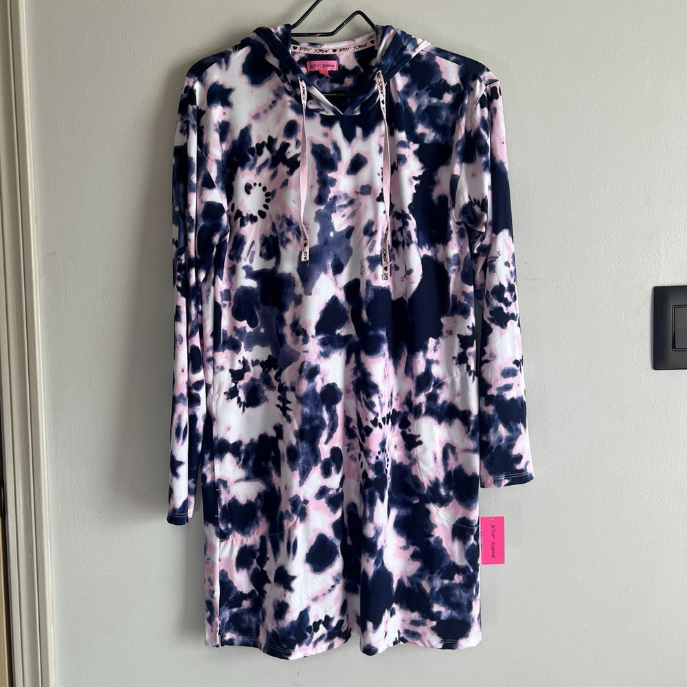 Betsey Johnson Women’s Tie Dye Hooded Lounge Dress Cover Up Size S - Picture 2 of 13